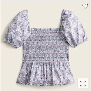 NWT Smocked squareneck organic cotton top in Liberty® Club Nouveau floral